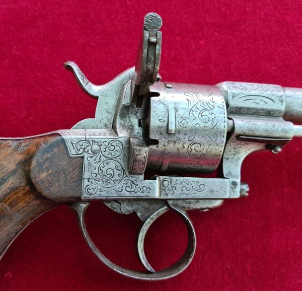 X X X SOD X X X A Belgian 9mm Pin-fire 6 shot revolver . Circa 1865-1866. Ref 3398